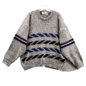 Mohini Wool Sweater Men's Large Gray Chunky Knit 90's Cabin Grandpa Academia Y2k